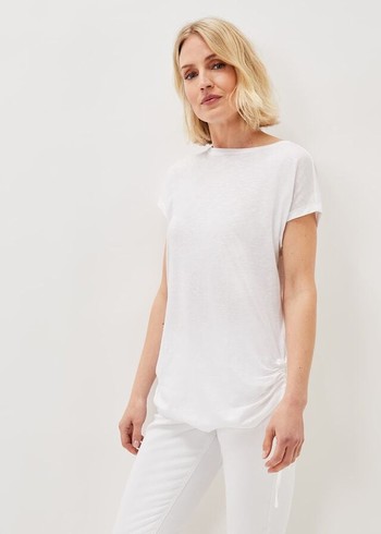 Phase Eight Jinny Ruched Side T Shirts White Canada | VECQDO-408